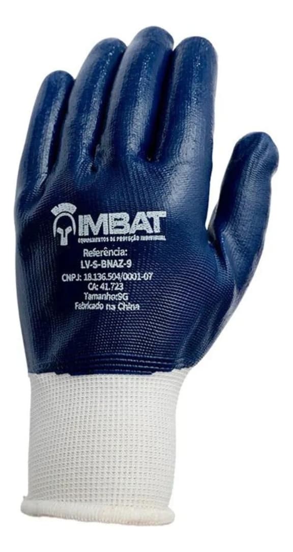 Luva De Proteção Em Algodão Banhada Com Latex Nitrilico Azul